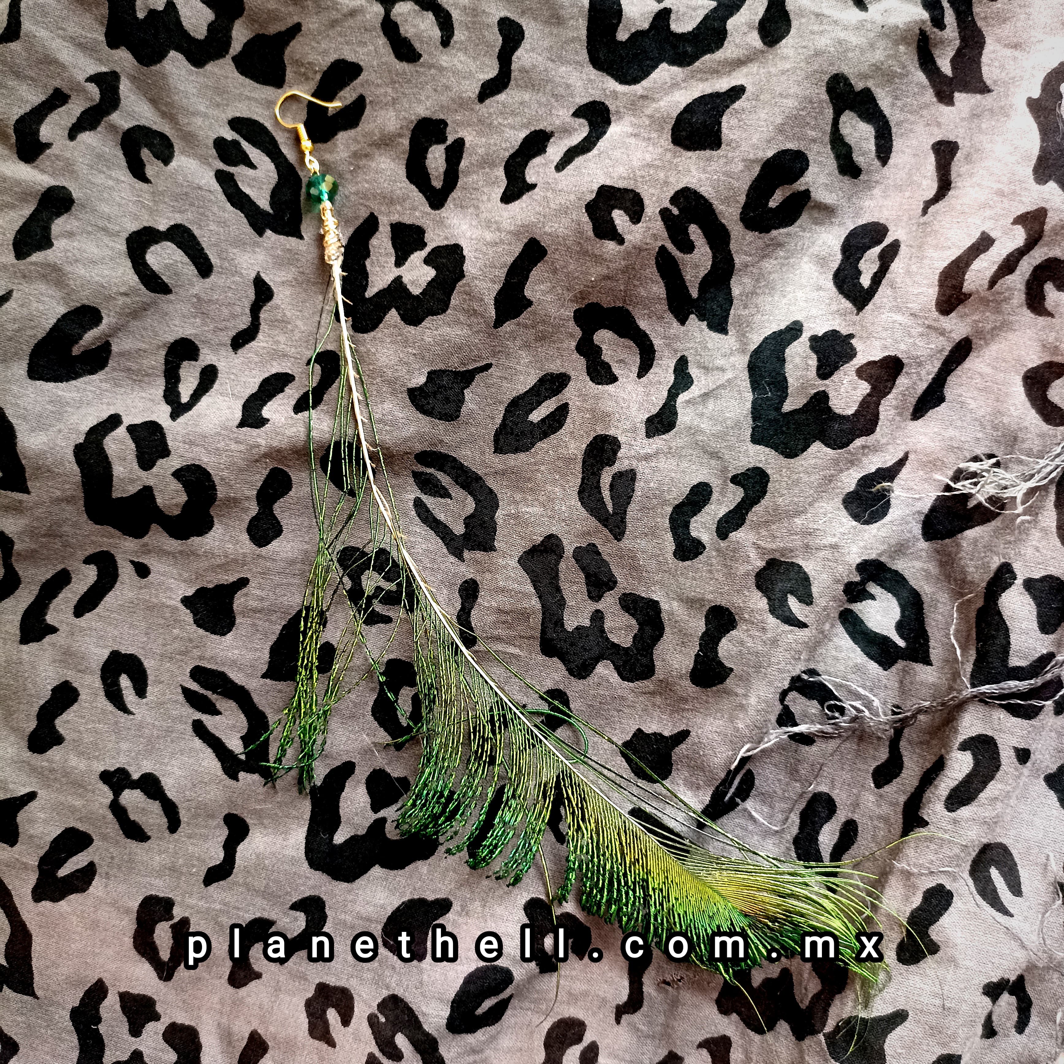 ARETE - PLUMA PAVO REAL Y CRISTALES